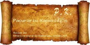 Pacurariu Kasszián névjegykártya